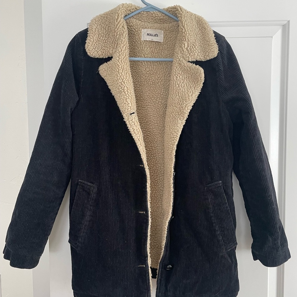 ROLLA'S Navy Blue Corduroy Jacket with Cream Fleece